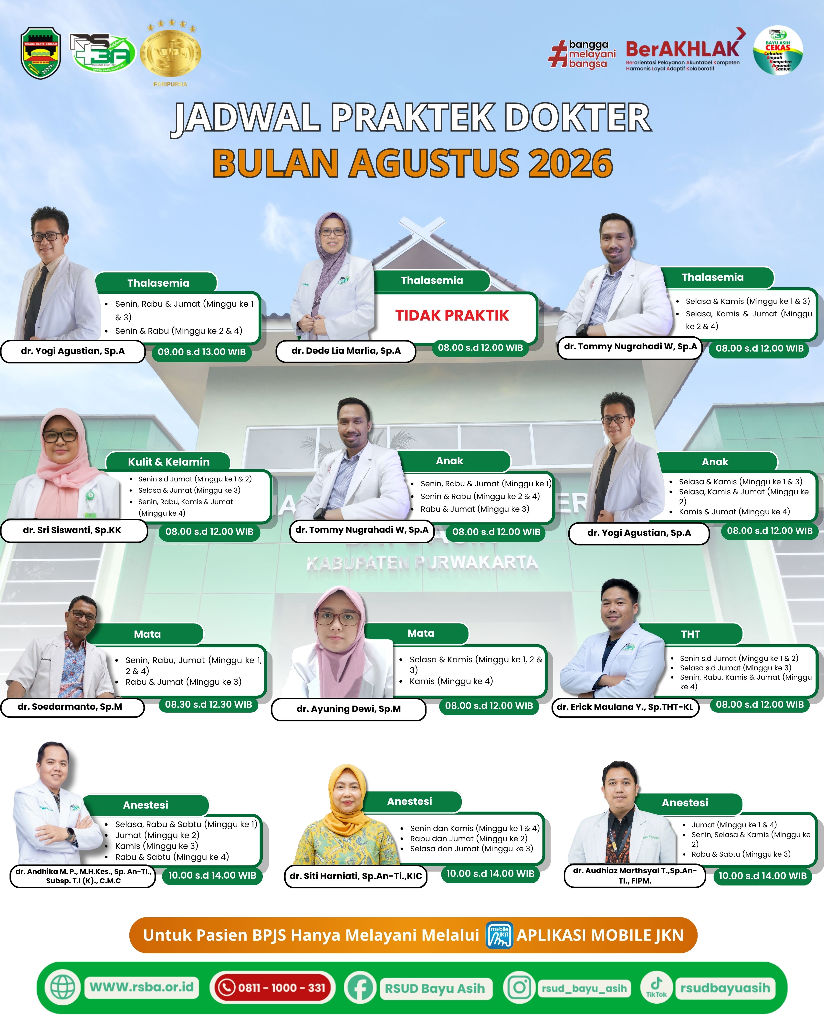 Jadwal Dokter Agustus 2026