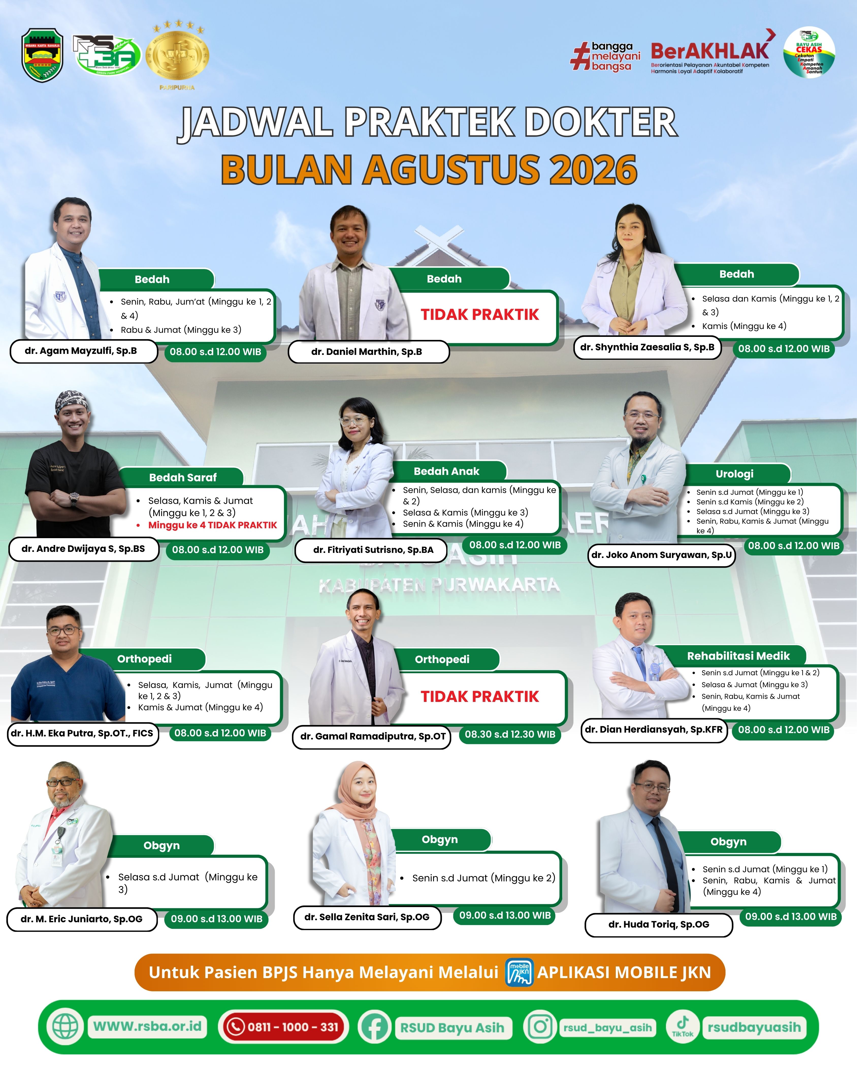 Jadwal Dokter Agustus 2026